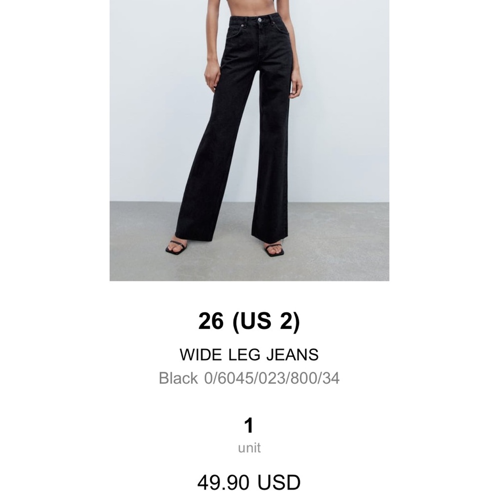 NWT Zara Black Wide Legged Jeans